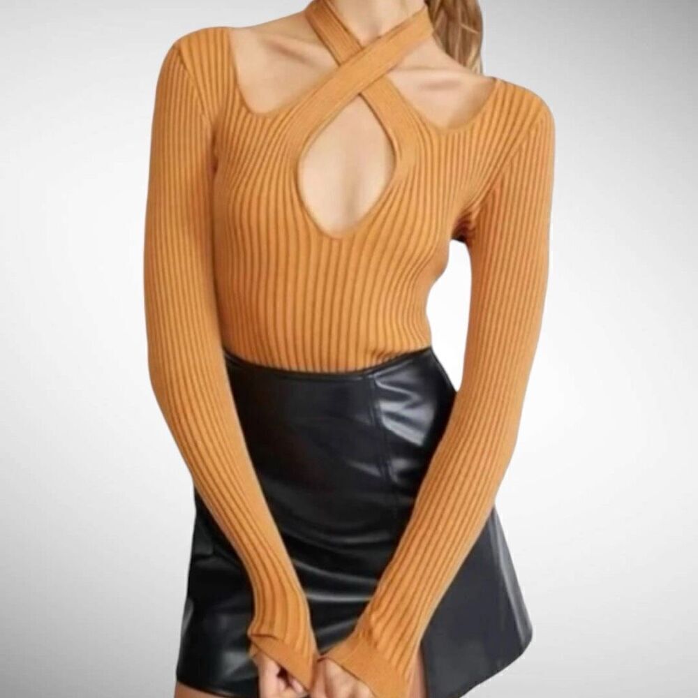 Size S Mink Pink Gianna Knit Top in Pecan